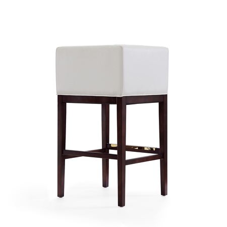 Manhattan Comfort Kingsley Barstool in Ivory and Dark Walnut (Set of 3) 3-BS012-IV